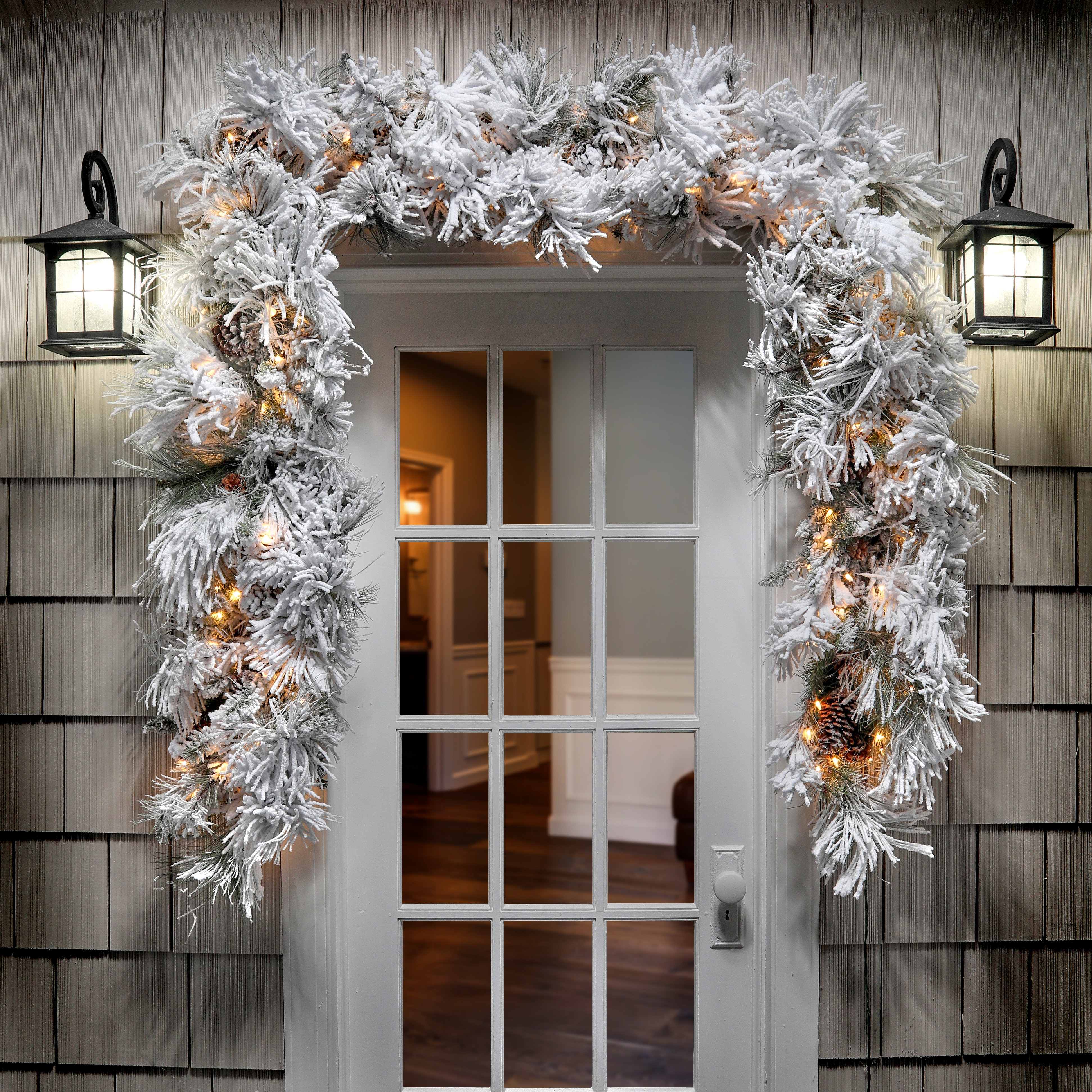 Flocked lighted garland discount